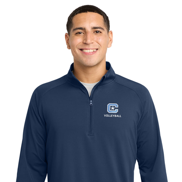 The Citadel Sports - Volleyball, C Star, Sport-Tek® Sport-Wick® Stretch 1/4-Zip Pullover - Navy