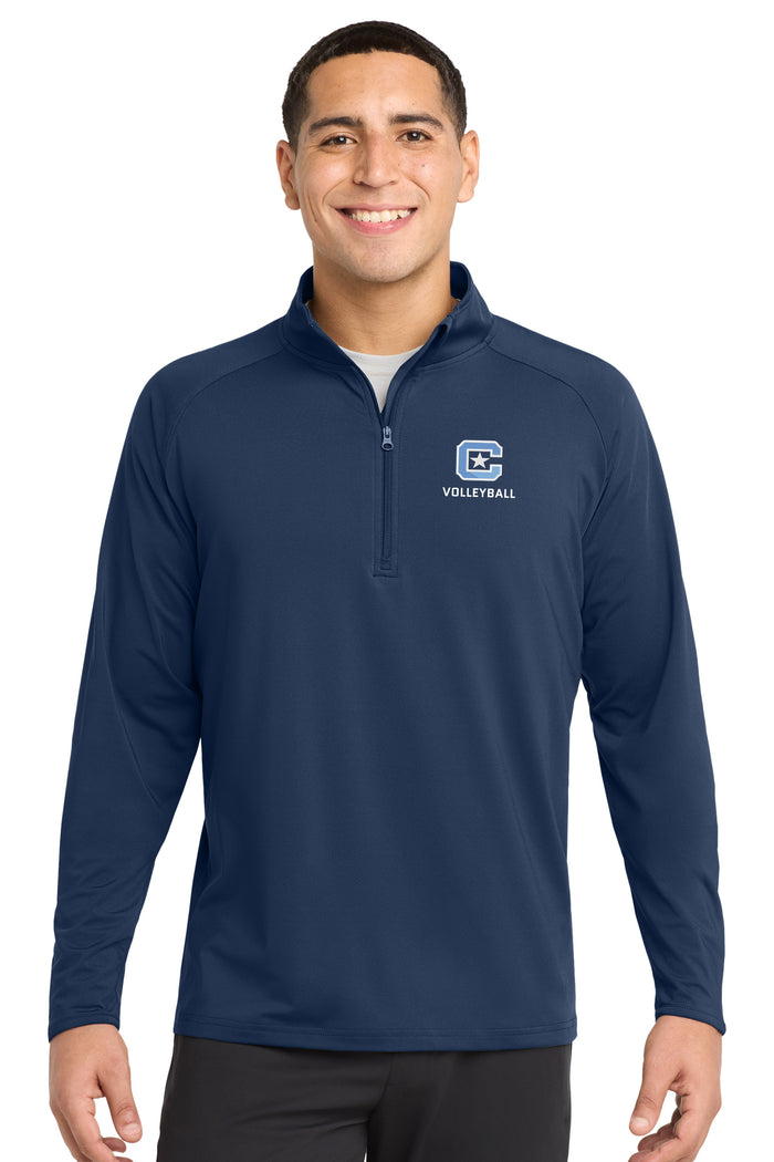 The Citadel Sports - Volleyball, C Star, Sport-Tek® Sport-Wick® Stretch 1/4-Zip Pullover - Navy