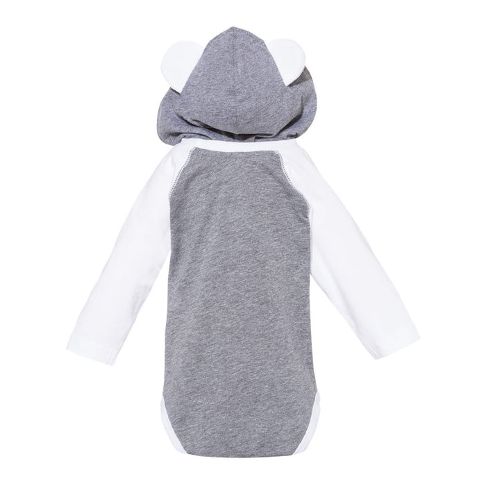 The Citadel, The Citadel C, Infant Fine Jersey Character Hooded Long Sleeve Bodysuit with Ears - Gray/White