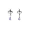 Tiny Fleur de Lis Gemstone Post Earrings
