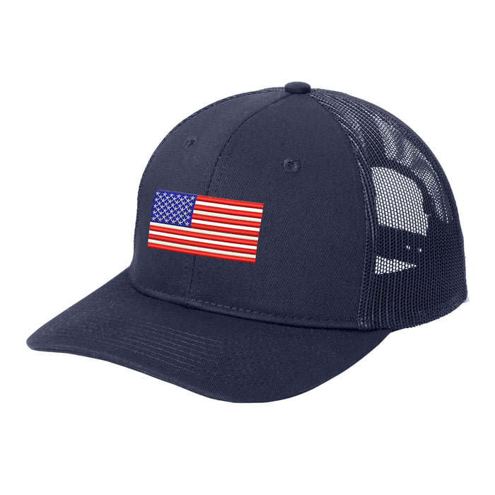 U.S. Flag, Port Authority® Snapback Trucker Cap - Navy