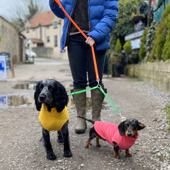 Waterproof Neon Vegan Leather Dog Splitter Lead - DOGHOUSE