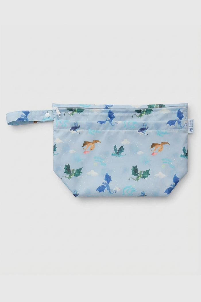 Loulou Lollipop Wet Dry Bag in Magical Dragons — front view on white background
