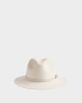The ZELDA - 8425536 Vanilla by Rudsak is an off-white women’s wool fedora made from premium felted wool, featuring a matching band at the crown’s base, shown against a plain light gray background.