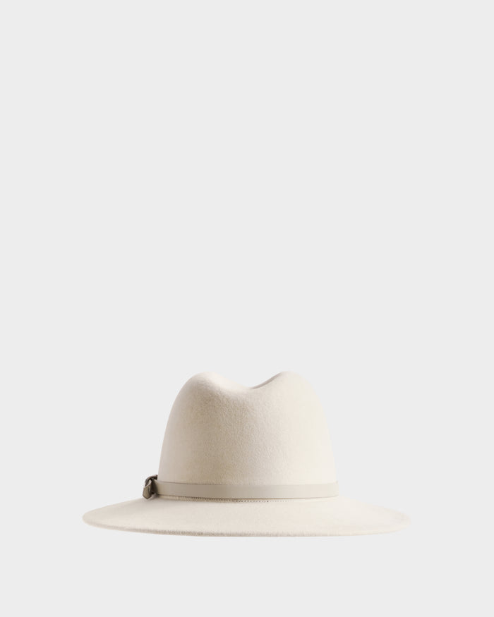 The Rudsak ZELDA - 8425536 Vanilla is a premium light beige felted wool wide-brim hat with a matching band around the crown, shown against a plain white background.