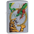 Zippo Lighter: Chinese Dragon and Tiger - Street Chrome 81609